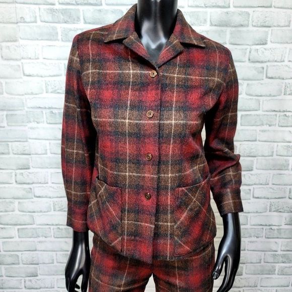 Vintage 60s Handmade Wool Blend Plaid Jacket & Peddle Pusher Pants Outfit Set - Picture 6 of 13